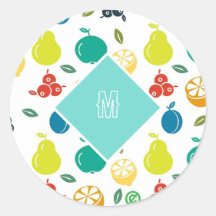 Colorful Fruits Custom Monogram Simple