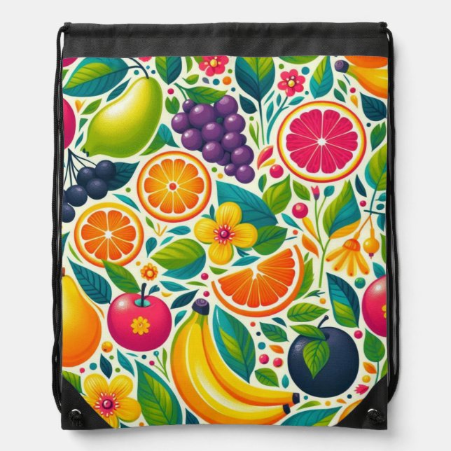 Colorful fruits  drawstring bag (Front)