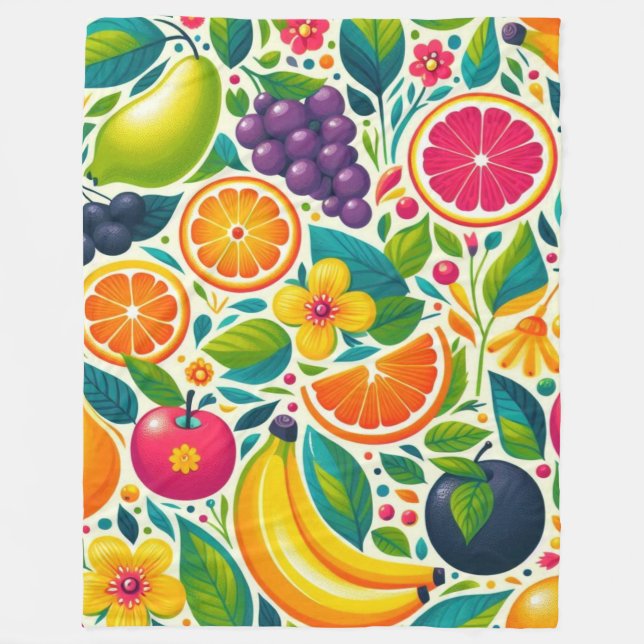 Colorful fruits  fleece blanket (Front)