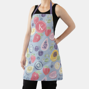 Colorful Fruits Monogram Spring Pattern Apron