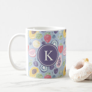 Colorful Fruits Monogram Spring Pattern Coffee Mug