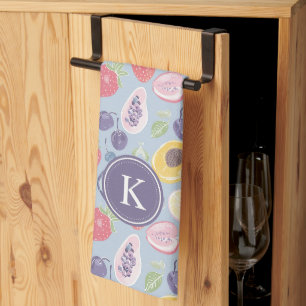 Colorful Fruits Monogram Spring Pattern Kitchen Towel