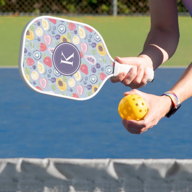 Colorful  Fruits  Monogram Spring Pattern Pickleball Paddle (Insitu)