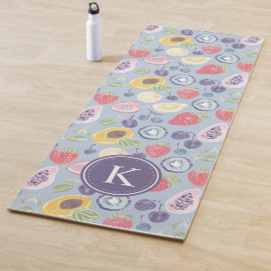 Colorful Fruits Monogram Spring Pattern Yoga Mat