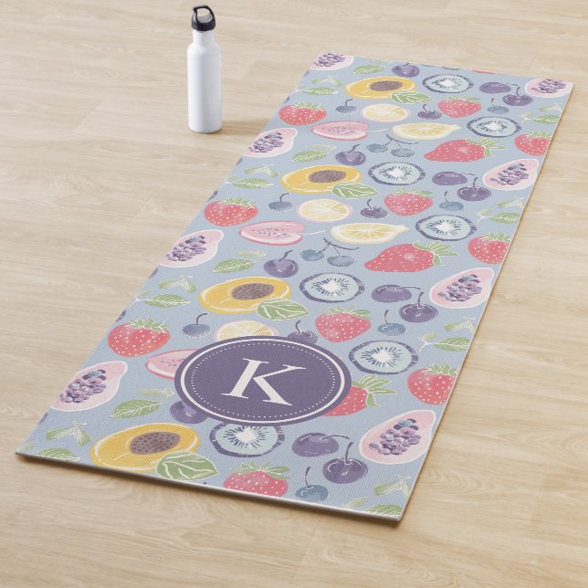 Colorful  Fruits  Monogram Spring Pattern Yoga Mat (In Situ)
