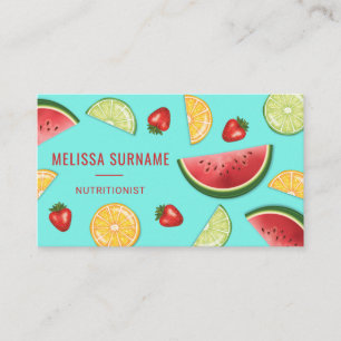 Colorful Fruits On Blue Dietitian Nutritionist Business Card