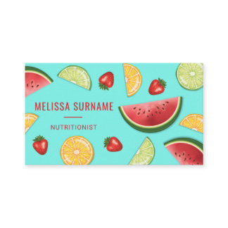 Colorful Fruits On Blue Dietitian Nutritionist Business Card