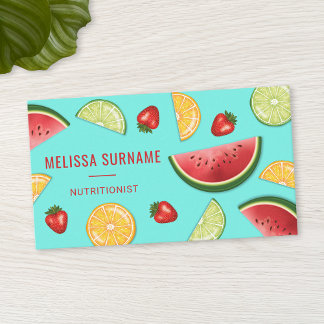 Colorful Fruits On Blue Dietitian Nutritionist Business Card