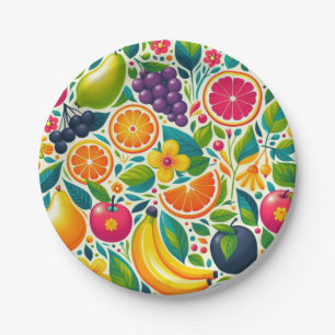 Colorful fruits  paper plates