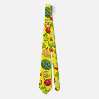 Colorful Fruits Pattern 01.b B Yellow BG Neck Tie