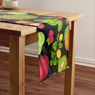 Colorful Fruits Pattern 01.b Black BG Short Table Runner