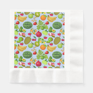 Colorful Fruits Pattern 01.b Lblue BG Napkins