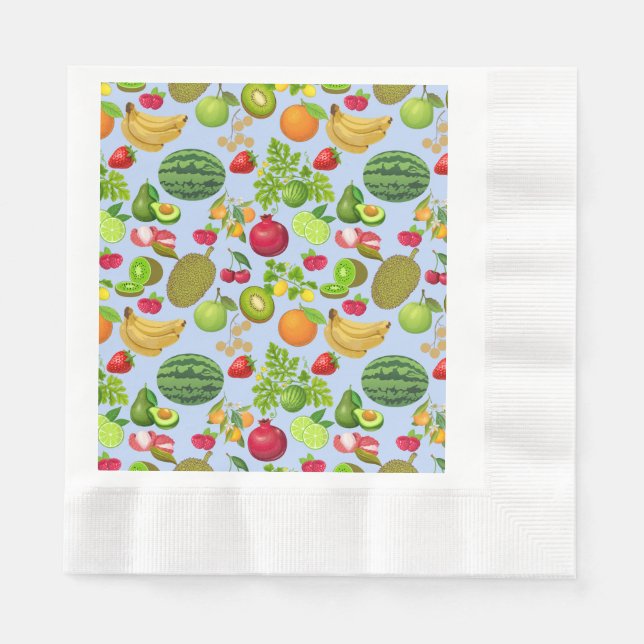 Colorful Fruits Pattern 01.b Lblue BG Napkins (Front)
