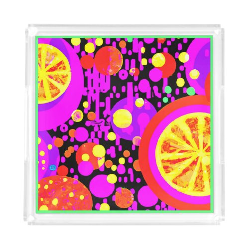 Colorful Fruits Pattern Acrylic Tray