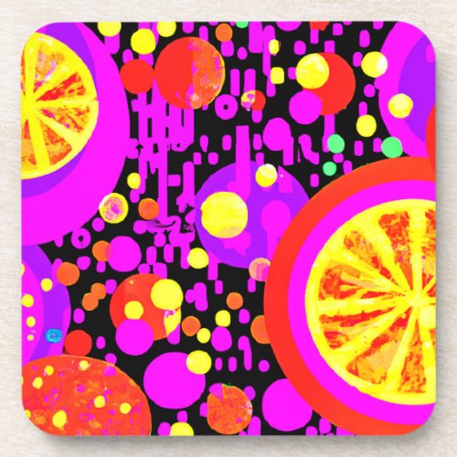 Colorful Fruits Pattern Beverage Coaster
