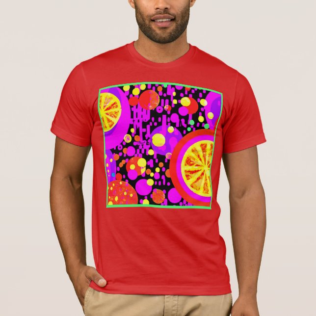 Colorful Fruits Pattern T-Shirt (Front)