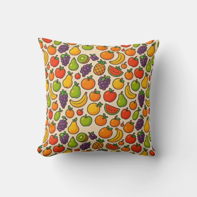Colorful fruits patterned throw pillow (Front)