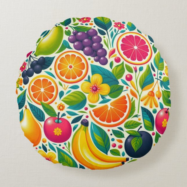 Colorful fruits  round pillow (Front)