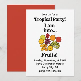 Colorful Fruits Summer Tropical Party Invitation