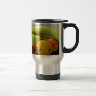 Colorful fruits tray, Orange, apple, pear, Travel Mug