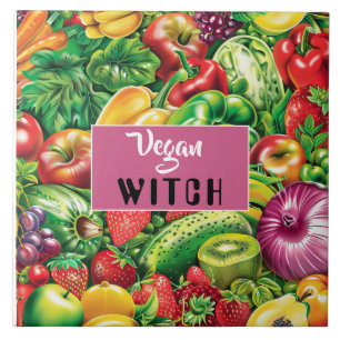 Colorful Fruits & Vegetables Vegan Witch Ceramic Tile