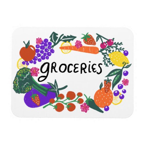 Colorful Fruits  Veggies Groceries Farmers Market Magnet