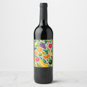Colorful fruits wine label