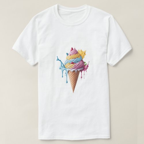 Colorful Fruity ice cream cone T_Shirt