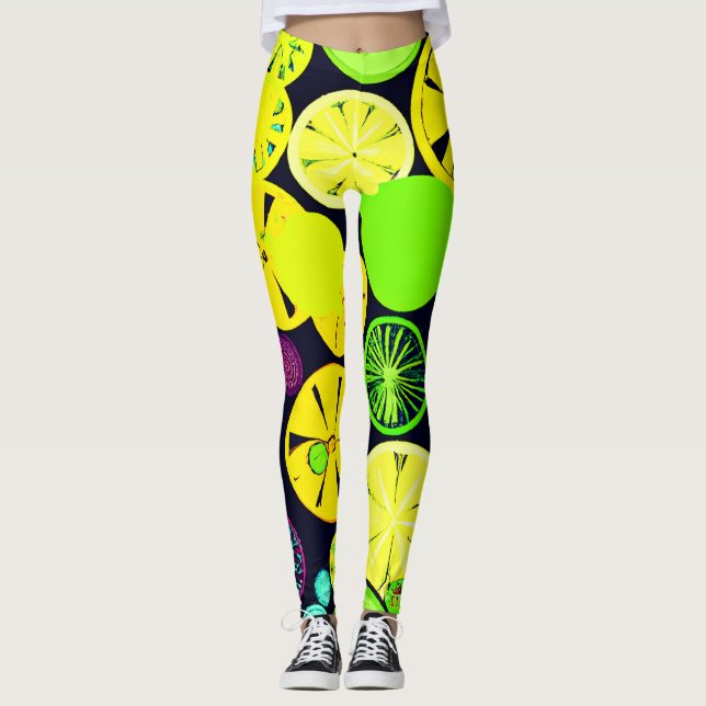 Colorful Fruity Vibrance Pattern Leggings (Front)