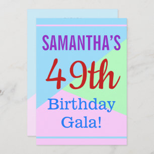 Colorful, Fun "49th Birthday Gala!" Invitation