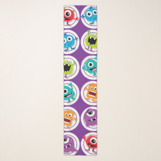 Colorful Fun Abstract Pattern Kids Monsters Scarf