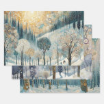 Colorful Fun Abstract Winter Wonderland Art Wrapping Paper Sheets