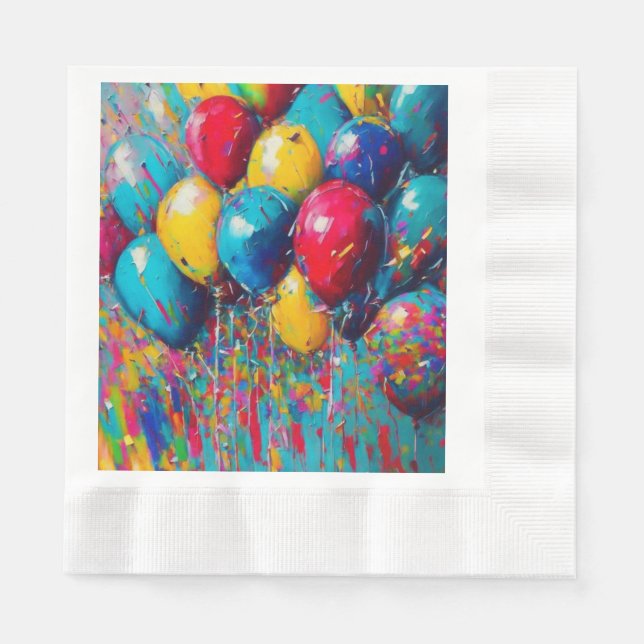 Colorful Fun Birthday Balloons Cake Napkins (Front)