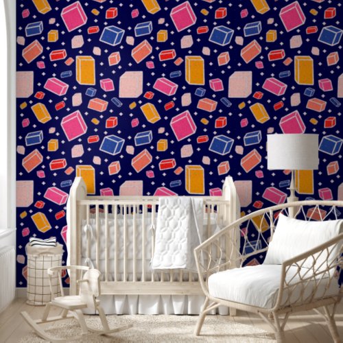 Colorful Fun Blocks Kids Pattern Nursery Room Wallpaper