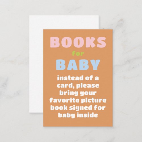 Colorful Fun Books for Baby Shower  Enclosure Card