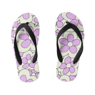 Colorful Fun Bright Flower Design Kid's Flip Flops