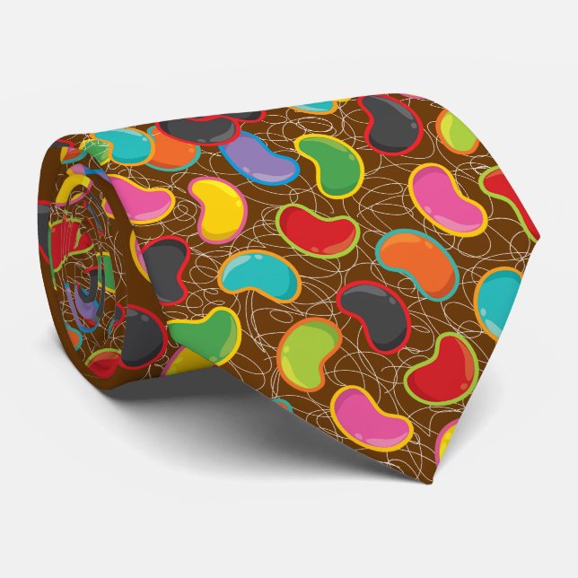 Colorful Fun Candy Groovy Retro Jellybeans Pop Tie (Rolled)