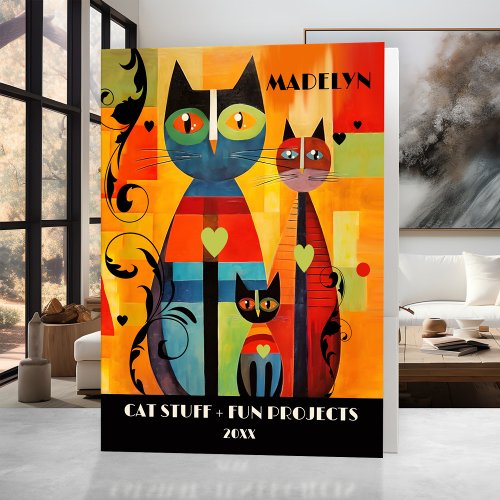 Colorful Fun Cats Abstract Art Pocket Folder