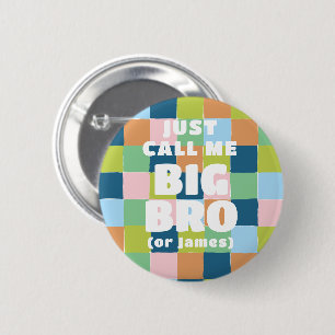 Colorful Fun Checker Block Baby Shower Big Brother Button