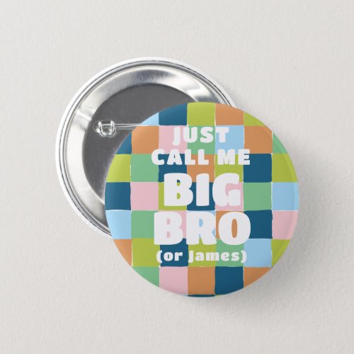 Colorful Fun Checker Block Baby Shower Big Brother Button