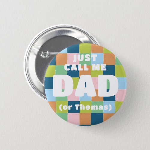 Colorful Fun Checker Block Baby Shower Dad Button