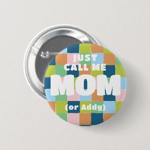 Colorful Fun Checker Block Baby Shower Mom Button
