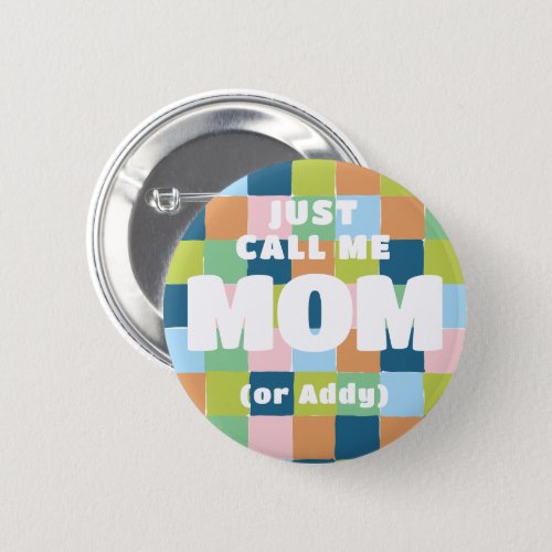 Colorful Fun Checker Block Baby Shower Mom Button