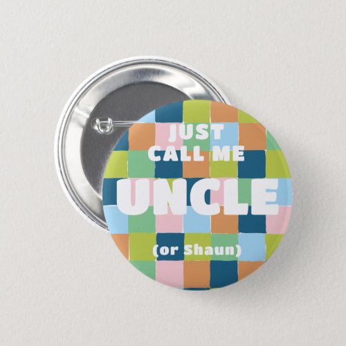 Colorful Fun Checker Block Baby Shower Uncle Button