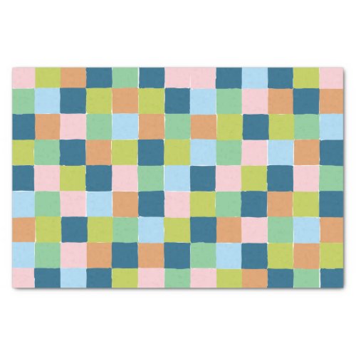 Colorful Fun Checkerboard Block Pattern Tissue Paper
