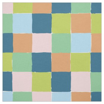 Colorful Fun Checkerboard Blocks Pattern Fabric by 2BirdStone at Zazzle