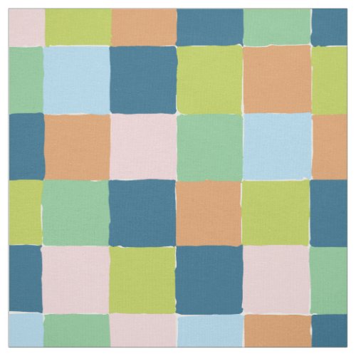 Colorful Fun Checkerboard Blocks Pattern Fabric