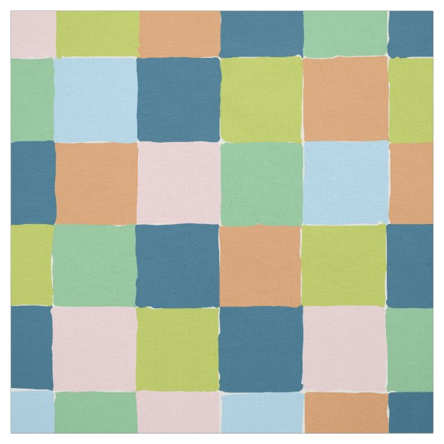 Colorful Fun Checkerboard Blocks Pattern Fabric (Swatch)
