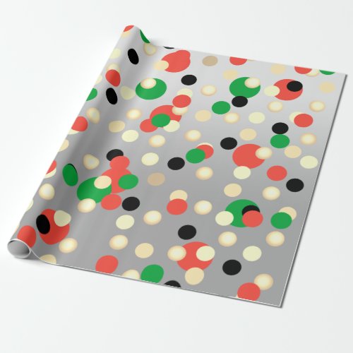 Colorful Fun Christmas Pattern Gold Confetti Dots  Wrapping Paper