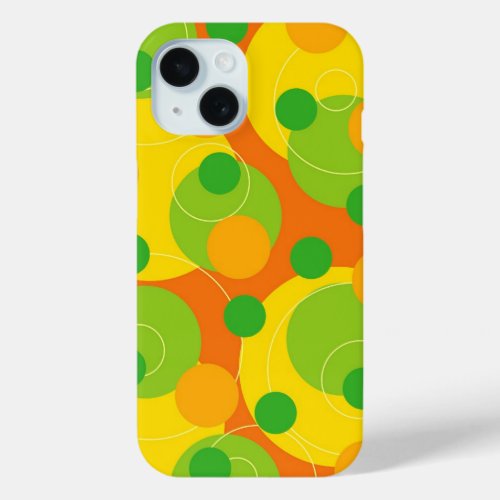 Colorful Fun Circles Polka Dots Citrus Lime Groovy iPhone 15 Case